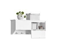 SoBuy FHK24-W Perchero de Pared con 2 Puertas y 5 Ganchos Estante de Pared para Pasillo Entrada 78 x 20 x 30 cm ES