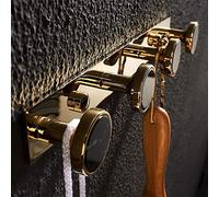 Perchero de pared con 4 ganchos, perchero de latón, impermeable, para cocina, baño, 25 cm, diseño compacto y ligero, retro, dorado, 5 ganchos (4 ganchos dorados)