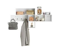 SoBuy FHK17-W Perchero de Pared con 5 Compartimentos y 4 Ganchos Estante de Pared Pasillo 110 x 15 x 53 cm Blanco ES