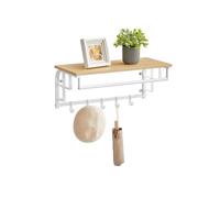 Perchero de Pared con 5 Ganchos Roble Dorado y Blanco Nube