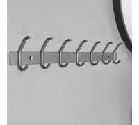 Perchero de pared con 7 ganchos de metal dobles y entrada impermeable para cocina, baño, dormitorio, elegante diseño gris