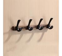 Perchero de pared con 7 ganchos, resistente para dormitorio, cocina y baño, elegante acabado negro para decoración del hogar