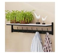 Perchero De Pared Con Estante, Ganchos De Madera Para Abrigos, Ganchos Para Llaves De Entrada, Soporte Para Correo, Más Perfecto Para Entrada, Sala De Estar, Cocina Y (Size:8 Hooks,Color:Negro+Blanco)