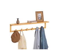SoBuy Perchero de Pared Estante para Entrada con 6 Ganchos y 1 Estante 90 x 12.5 x 16.5 cm FHK06-N ES