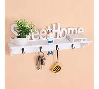 Perchero de Pared con Ganchos - Perchero de Pared Perchero Estante Albornoz Toalla Percha Gancho Llave Soporte para Ropa Blanco