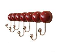 Perchero de pared con ventosas, ganchos sin taladro para colgar ropa, sombreros y bufandas, ABS rojo + gancho de pared de acero inoxidable sin rastro para cocina, baño, entrada (7)