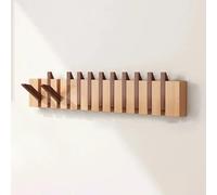 Perchero de Pared de Haya, con Gancho Abatible con Diseño de Teclas de Piano, Perchero Compacto para Abrigos Bolsos y Sombreros en la Entrada, para Armario Cocina Dormitorio y Baño(Mix,12 hooks)