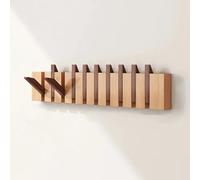 Perchero de Pared de Haya, con Gancho Abatible con Diseño de Teclas de Piano, Perchero Compacto para Abrigos Bolsos y Sombreros en la Entrada, para Armario Cocina Dormitorio y Baño(Mix,10 hooks)