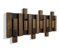 Perchero de pared de madera de roble, diseño de lamas, color negro, moderno, natural, 2 dimensiones (60 cm, marrón)