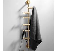 Perchero de pared de metal moderno con 6 ganchos ajustables, diseño que ahorra espacio para entrada, dormitorio, bufandas, bolsos, sombreros, paraguas, elegante acabado dorado