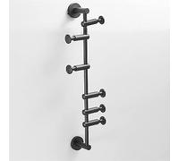 Perchero de pared de metal negro con 6 ganchos ajustables, moderno colgador que ahorra espacio para entrada, dormitorio, abrigos, bufandas, bolsos, sombreros y paraguas