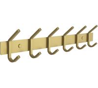 Perchero de pared dorado cepillado con 6 ganchos dobles para colgar, ganchos de pared rústicos de acero inoxidable SUS304 de 17 pulgadas, para sombrero, ropa, bolso, toalla, 1 paquete
