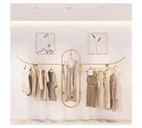 Perchero de Pared Dorado para Riel de Ropa - Barra para Colgar Montada en la Pared - Estante de Exhibición para Tiendas Minoristas