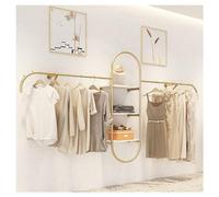Perchero de Pared Dorado para Riel de Ropa, Barra para Colgar Montada en la Pared, Estante de Exhibición para Tiendas, Estante para Colgar