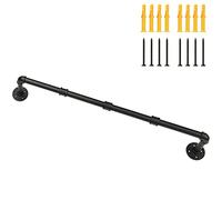 Perchero de Pared Industrial, 90cm Barra de Ropa Industrial para Colgar en la Pared Rústico para Colgar, para Tienda, Sala de Estar, Gabinete Negro