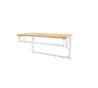 VASAGLE - Perchero de pared industrial con estante, 5 ganchos, barra de suspensión para pasillo, cuarto de baño, sala de estar, color madera y blanco LCR11WY