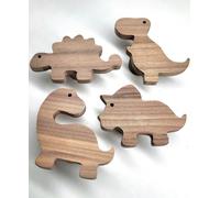 Perchero de pared infantil de madera con diseño de dinosaurio para niños, habitación de los niños, dinosaurios, T-rex, tiranosaurus, decoración nogal, perchero estilo Scandi idea regalo