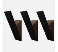 Perchero de pared - Juego de 3 - Ganchos decorativos de madera de nogal negro de metal negro para colgar abrigos - Perchas para sombreros para pared