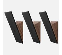 Perchero de pared - Juego de 3 - Ganchos decorativos de madera de nogal negro de metal negro para colgar abrigos - Perchas para sombreros para pared