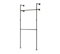 [en.casa] Perchero de Pared Kenävatka Armario Abierto de 2 Niveles con 2 Barras Estructura de Metal Vestidor Dormitorio Industrial 222 x 105 x 31 cm Acero - Negro