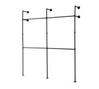 [en.casa] Perchero de Pared Kenävatka Armario Abierto de 2 Niveles con 4 Barras Estructura de Metal Vestidor Dormitorio Industrial 222 x 201 x 31 cm Acero - Negro