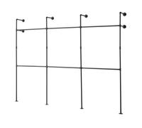 [en.casa] Perchero de Pared Kenävatka Armario Abierto de 2 Niveles con 6 Barras Estructura de Metal Vestidor Dormitorio Industrial 222 x 296 x 31 cm Acero - Negro