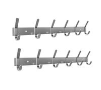 Perchero de pared - Perchero de acero inoxidable de 17 pulgadas de níquel cepillado con 6 ganchos dobles resistentes - Percha montada en la pared para entrada, baño, dormitorio, toalla, organizador de