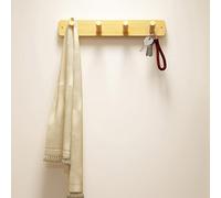 Perchero De Pared, Perchero De Bambú Con 4/6/8 Ganchos, Incluye Todos Los Accesorios Para Una Instalación Rápida Y Sencilla Para Ropa, Toallas Y Sombreros En Entrada O El Dormitorio,Yellow-4 hooks