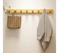 Perchero De Pared, Perchero De Bambú Con 4/6/8 Ganchos, Incluye Todos Los Accesorios Para Una Instalación Rápida Y Sencilla Para Ropa, Toallas Y Sombreros En Entrada O El Dormitorio,Yellow-8 hooks