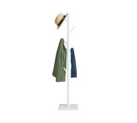 Relaxdays Perchero de Pie, Forma Árbol, 177 x 30 x 30 cm, 8 Ganchos, Colgador 3 Alturas, Madera Caucho y MDF, Blanco