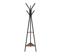 VASAGLE Perchero, Perchero para Abrigos, Perchero para Sombreros y Abrigos, Estilo Industrial, con 2 Estantes, para Ropa, Sombrero, Bolsa, Marrón Rústico y Negro RCR16BXV1