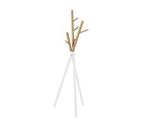 [en.casa] Perchero de Pie Laerdal Perchero de Pasillo en Forma de Árbol con 3 Patas y 5 Ganchos para Entrada Recibidor Oficina Acero 172 x 49 x 49 cm - Blanco