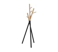 [en.casa] Perchero de Pie Laerdal Perchero de Pasillo en Forma de Árbol con 3 Patas y 5 Ganchos para Entrada Recibidor Oficina Acero 172 x 49 x 49 cm - Negro