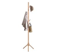 Perchero De Pie Madera de Haya Natural Con 8 Ganchos Estilo Árbol Minimalista | Colgador Ropa Sombreros Bolsos Fácil Montaje | Organizador Entrada Dormitorio Salón Oficina Compacto Estable Ligero
