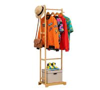 Perchero Relaxdays, bambú, 5 ganchos, barra para ropa, (Al x An x Pr): 169 x 48 x 31 cm, recibidor, color natural