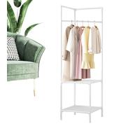 Perchero de pie para ropa, organizador de ropa de metal multiusos, estante de almacenamiento de zapatos de esquina, torre de armario para dormitorio, pasillo, lavandería y organización del hogar que