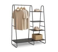 Perchero Relaxdays de Metal, 5 estantes, Barra para Colgar, (H x B x T): 150 x 100 x 39 cm, Abierto, Negro