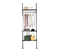 SoBuy Barra Telescópica para Ropa Resistente, Armario Abierto Ajustable con Barras y Estantes para Dormitorio y Vestidor, Negro KLS07-SCH