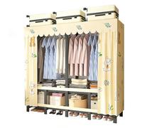 Perchero De Tela Portátil De Metal,Ropero De Tela Con Cremallera,Organizador Para Colgar Prendas,Armario Grande Abierto,Para Dormitorio Y Dormitorio,Ropa Y Prendas Colgadas(Yellow3,190cm/75in)