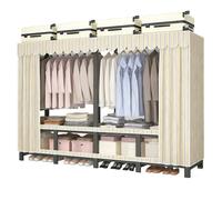 Perchero De Tela Portátil De Metal,Ropero De Tela Con Cremallera,Organizador Para Colgar Prendas,Armario Grande Abierto,Para Dormitorio Y Dormitorio,Ropa Y Prendas Colgadas(Yellow2,150cm/59in)