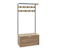 Perchero entrada mueble zapatero jano color roble 80x175 cm