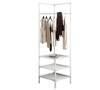 Perchero esquinero de metal - Perchero de pie y zapatero, almacenamiento de esquina multiusos, organizador de dormitorio, para ropa, zapatos, chaquetas, bufandas, accesorios, ahorro de espacio