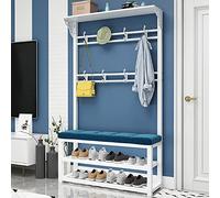 Perchero Estilo Industrial Moderno con Banco Zapatero - Perchero de recibidor 4 en 1 con 11 percheros y 2 zapateros, Apto para entradas, fácil Montaje, 100x30x172CM, Slish Home nizer.