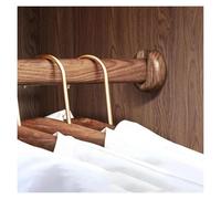 Perchero extensible de madera maciza, organizador de armario montado en la pared, barra colgante con enchufes finales, barra ajustable para armario (130 cm) para ahorrar espacio