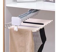 Perchero extensible extraíble para pantalones, rieles dobles de amortiguación, barra de armario de 10/11/22 brazos, organizador de pantalones que ahorra espacio para colgar ropa de montaje lateral