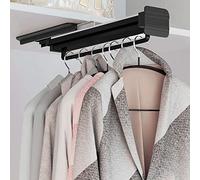 Perchero extensible extraíble para ropa, organizador de armario ajustable de 31-56 cm, solución de almacenamiento de ropa de armario de metal, sistema de colgador de ahorro de espacio (negro)