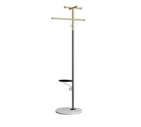 Perchero giratorio de esquina independiente con 8 ganchos y marco de metal resistente, elegante perchero con base redonda de mármol para entrada y lavandería