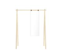 Perchero Hongi 150 con Espejo , madera de pino lacada transparente.