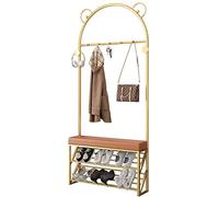 Perchero independiente con ganchos, banco de zapatos y almacenamiento, ideal para pasillo o dormitorio, fácil montaje, dimensiones: 60 x 20 x 178 cm, versátil