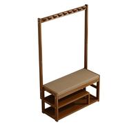 Perchero independiente y banco de zapatos con ganchos, muebles de entrada para ropa, zapatos, sombreros, bolsas y paraguas, solución de almacenamiento de 100 cm
